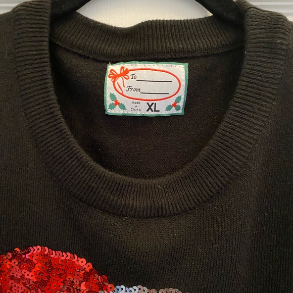 Christmas Santa Black Sweater - sequins Santa - size XL women - Picture 5 of 7